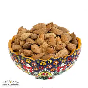 بادام کاغذی تک‌پوست خام منقا – پوسته نازک و دانه‌های سالم | خشکبار استور