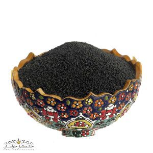 تصویر تخم شربتی ریز، سورت شده، تازه و تمیز مناسب استفاده در نوشیدنی‌ها و دسرهای طبیعی