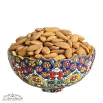 عکس مغز بادام درختی زرین خام تازه، دانه‌های درشت کرمی با پوست نازک و بافت ترد، بادام ایرانی اعلا با طعم شیرین طبیعی، بسته‌بندی ۵۰۰ گرمی غنی از پروتئین و ویتامین E برای میان‌وعده و آشپزی سالم