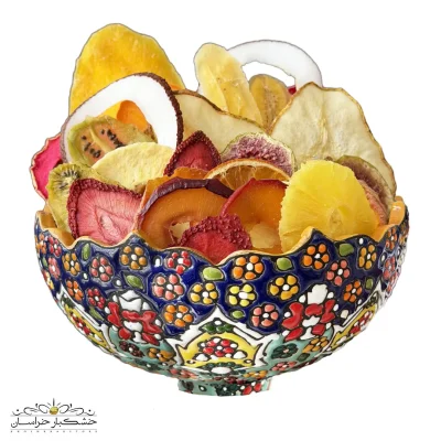 عکس مخلوط اسلایس میوه خشک ویژه – ترکیب رنگارنگ و طبیعی از انواع میوه خشک باکیفیت