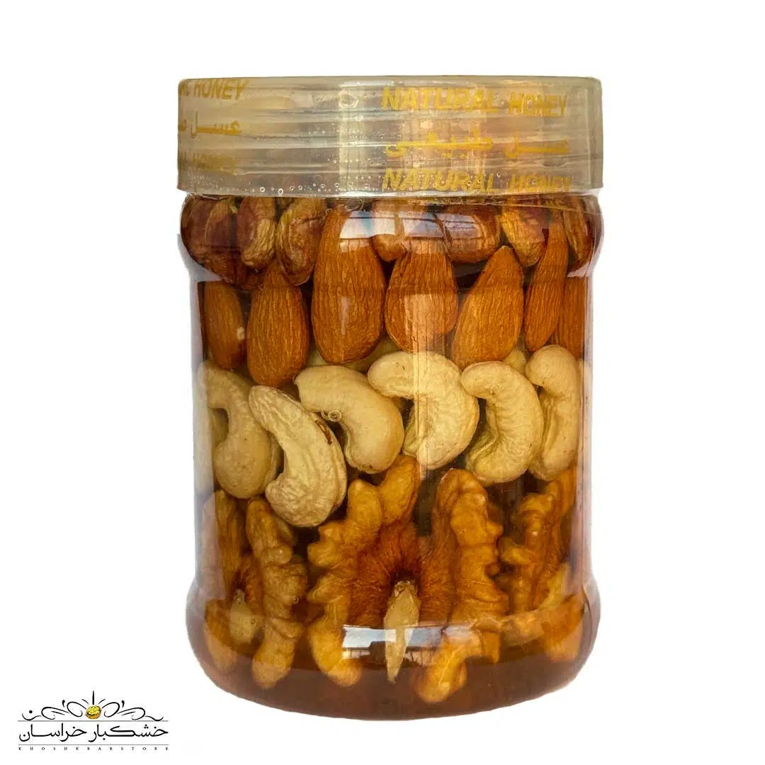 عسل معجون چهار مغز | طبیعی، مقوی و انرژیزا خرید عسل معجون چهار مغز طبیعی و مقوی با کیفیت ممتاز و طعم دلپذیر