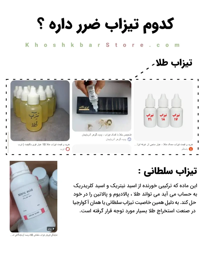 تفاوت تیزاب کشمش خوراکی با تیزاب طلا و تیزاب سلطانی اسیدی