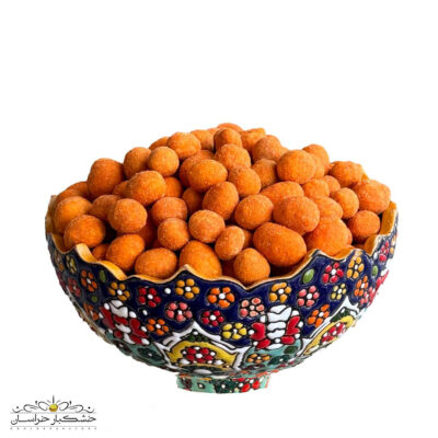 مغز بادام زمینی روکش‌دار با طعم فلفلی، ترد و تازه مناسب تنقلات خشکبار