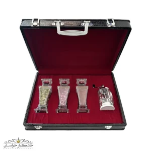 جعبه چرم لوکس برلیان ست هدیه زعفران و دمنوش ایرانی