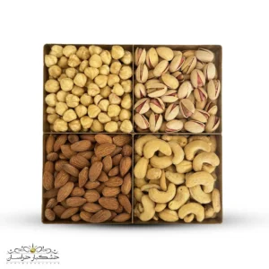 خرید پک هدیه لوکس چهار مغز شور تنوری سنتی با بسته‌بندی شیک و آجیل تازه