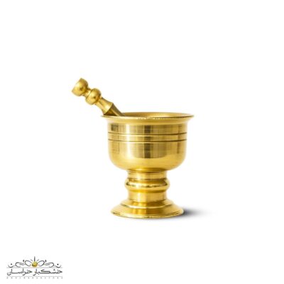 هاون برنجی دست‌ساز | زعفران ساب برنجی طلایی و مقاوم