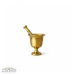 هاون برنجی سنتی طلایی برای ساییدن زعفران و ادویه