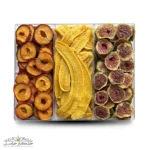 کلکسیون میوه خشک سه طعم خشکبار استور – ترکیب موز خشک، انجیر و آلو ملس طبیعی در بسته‌بندی لوکس و سالم