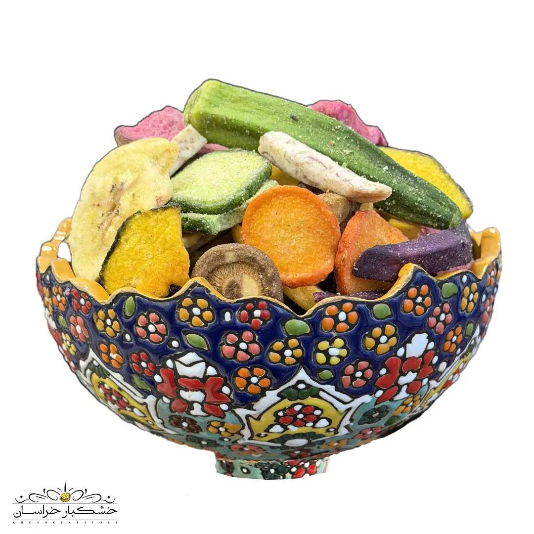 چیپس سبزیجات طبیعی و ترد – سالم و خوشطعم | خشکبار استور چیپس سبزیجات ترد و طبیعی – میانوعده سالم و سبک | خشکبار استور