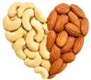 چیدمان قلبی آجیل لوکس شامل بادام درختی و بادام هندی درجه یک در خشکبار استور