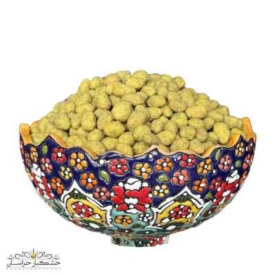 سویا آجیلی ترد روکش دار با طعم پیاز جعفری تازه، اسنک رژیمی و پرپروتئین، برند خشکبار استور