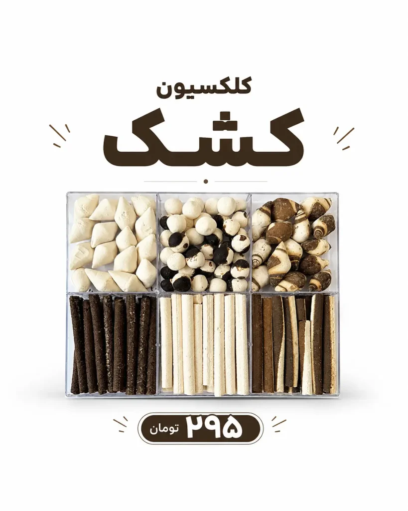 خرید پک آجیل و خشکبار | کلکسیون لوکس هدیه و پذیرایی 16 باکس ۶ خانه کلکسیون کشک شامل مدلهای رشتهای و لقمهای خشکبار استور